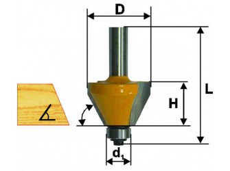 Фреза кромочная конусная Ф34,9Х16,5 мм 45°, хвостовик 8 мм