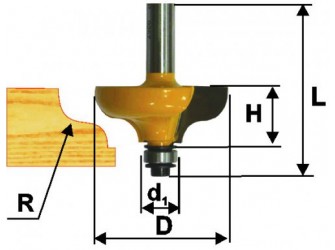 Фреза кром. калевочная ф38,1х15мм R6,35мм хв. 8мм