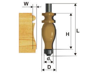 Фреза кромочная фигурная Ф25,4Х42,9 мм, хвостовик 12 мм