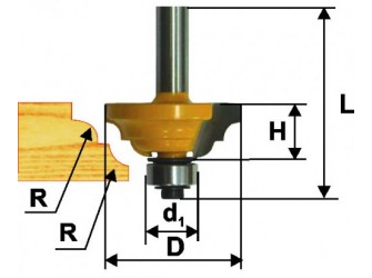 Фреза кром. калевочная ф42,8х19мм R6,35мм хв. 8мм