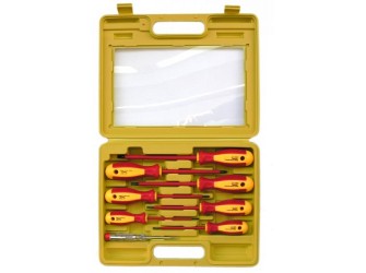 Набор отверток диэлектрических 1000В с пробником, 8 предметов, пластиковый кейс