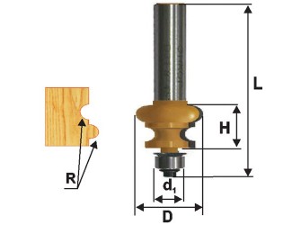 Фреза кромочная фигурная Ф25,5Х16 мм R3,2 мм, хвостовик 12 мм