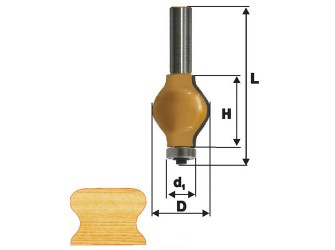 Фреза кромочная фигурная Ф32Х38 мм, хвостовик 12 мм