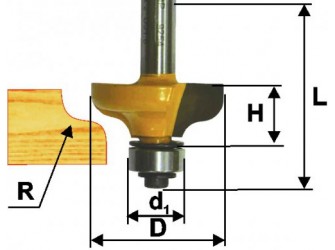 Фреза кром калевочная ф38,1х16мм R6,4мм хв 8мм