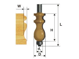 Фреза кромочная фигурная Ф22,2Х41,3 мм, хвостовик 12 мм